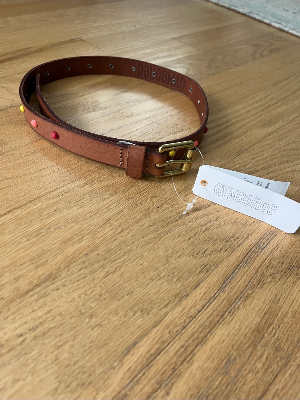 Gymboree Brown Leather Kids Belt with Colorful Studs